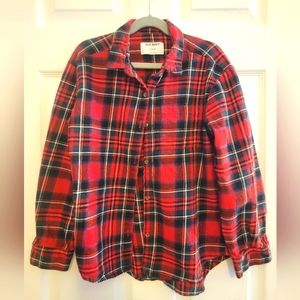 Old Navy red and green girls flannel shirt, size 14/16